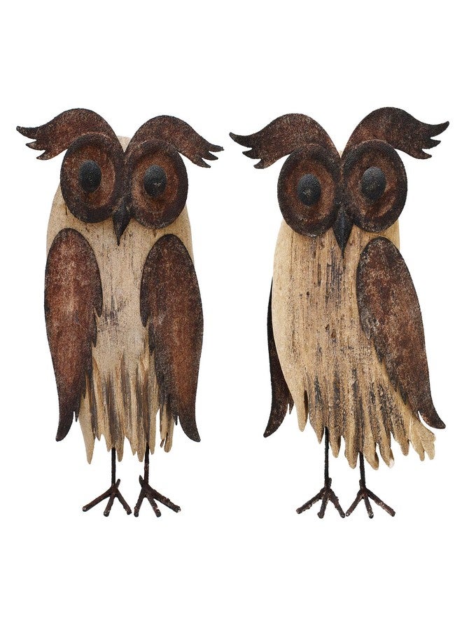 E-view Rustic Owl Figurines Decor Animal Statue for Home - Wooden Stand Owl Sculptures Decorations for Living Room Bedroom - Shelf Decoration Decorative Tabletop Collection (Owl Family) - Image 1